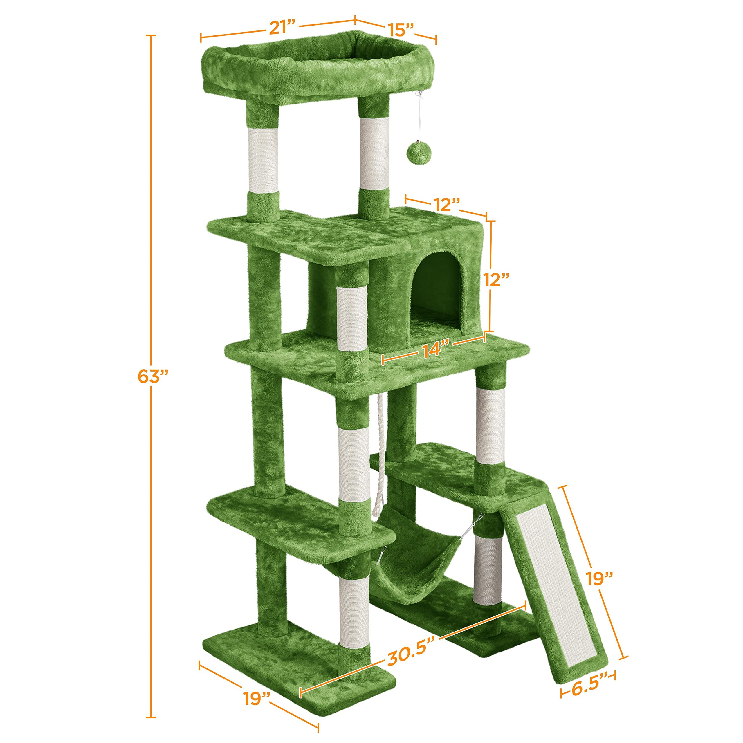 Yaheetech Cat Tree Cat Tower, 63In Multi-Level Cat Tree For Indoor Cats W/Sisal-Covered Scratching Posts & Condo, Cat Furniture